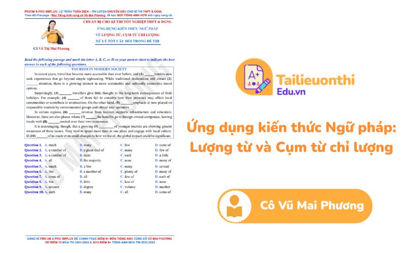Ứng dụng kiến thức Ngữ pháp Lượng từ và Cụm từ chỉ lượng Cô Vũ Mai Phương